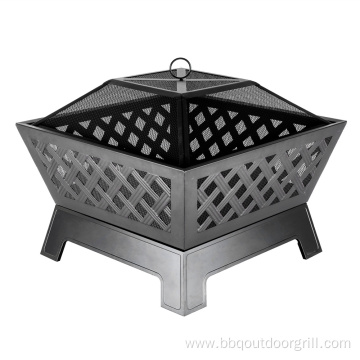 28" square fire pit with fork